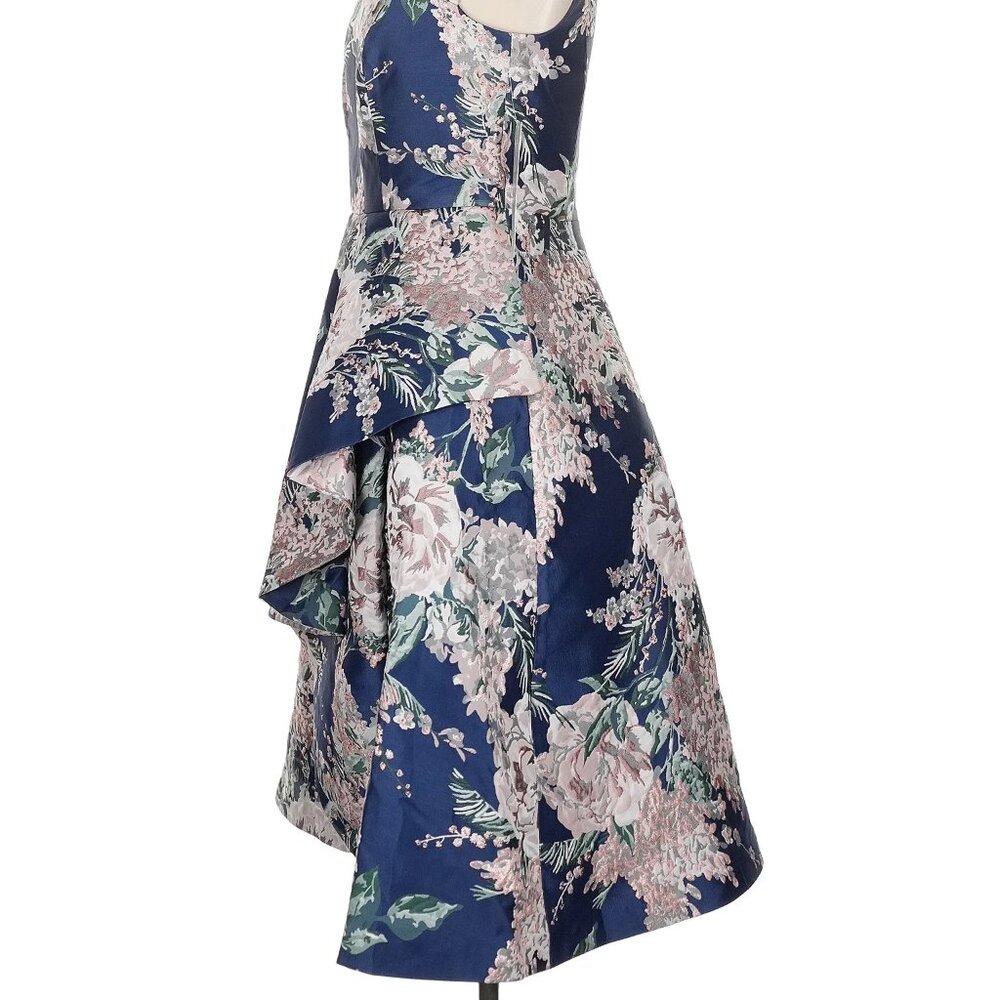 NWT Kay Unger metallic jewel and pastel floral tea dress, size 4 - Picture 4 of 12